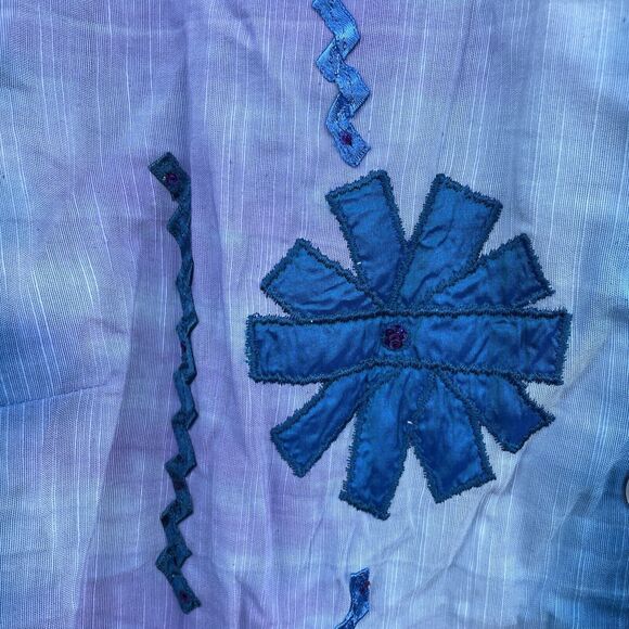 Indigo Moon Shirt Button Front Blue Ombré Purple Ribbon 2X NEW QVC - Picture 6 of 7